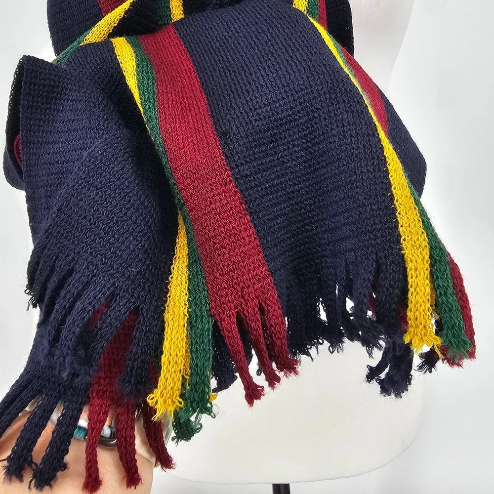 Vintage 80s Banana Republic Wool Regimental Stripe Scarf Made in England Navy
